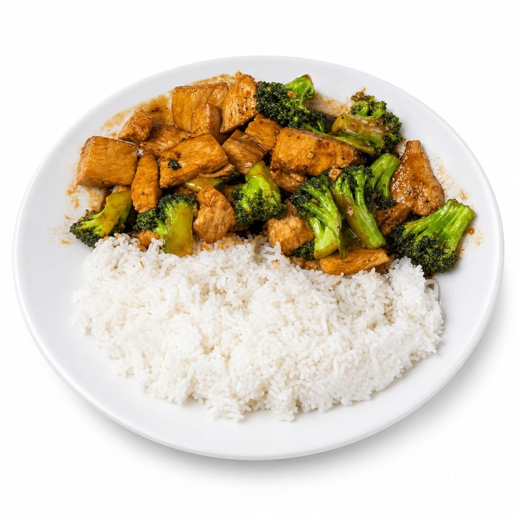 Chicken & Broccoli (With Steamed Rice).